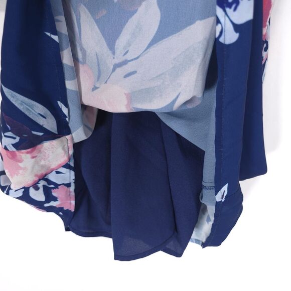 NWT Anthro YUMI KIM Size L Celine Mini Dress Women’s Blue Floral Cold Shoulder - Picture 7 of 11